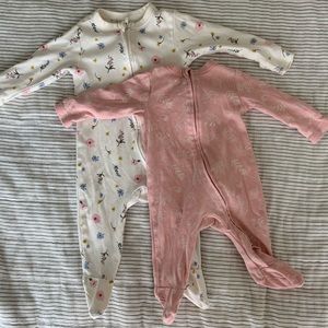Old Navy 0-3 & 6-9 month Baby Girl Footie Bodysuit